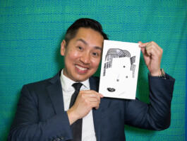 Face-o-mat portrait - Tobias Gutmann, 2017, ink on paper, Art Central, Hong Kong Tobias Gutmann - Face-o-mat / Sai Bot