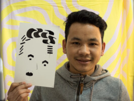 Face-o-mat portrait - Tobias Gutmann, 2017, ink on paper, Art Central, Hong Kong Tobias Gutmann - Face-o-mat / Sai Bot