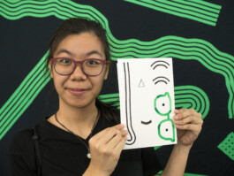 Face-o-mat portrait - Tobias Gutmann, 2017, ink on paper, Art Central, Hong Kong Tobias Gutmann - Face-o-mat / Sai Bot