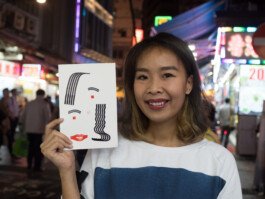 Face-o-mat portrait - Tobias Gutmann, 2017, ink on paper, Art Central, Hong Kong Tobias Gutmann - Face-o-mat / Sai Bot