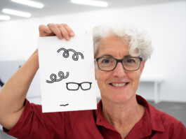 Face-o-mat portrait - Tobias Gutmann, 2018, ink on paper, Kunsthaus Grenchen Tobias Gutmann - Face-o-mat / Sai Bot