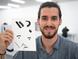 Face-o-mat portrait - Tobias Gutmann, 2018, ink on paper, Kunsthaus Grenchen Tobias Gutmann - Face-o-mat / Sai Bot