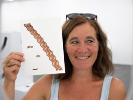 Face-o-mat portrait - Tobias Gutmann, 2018, ink on paper, Kunsthaus Grenchen Tobias Gutmann - Face-o-mat / Sai Bot