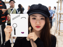 Face-o-mat portrait - Tobias Gutmann, 2018, ink on paper, XiChong, Shenzhen Tobias Gutmann - Face-o-mat / Sai Bot