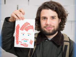 Face-o-mat portrait - Tobias Gutmann, 2017, ink on paper, Centre Pompidou, Paris, Tobias Gutmann - Face-o-mat / Sai Bot