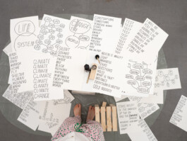 «Constellations», 2021, Drawing Performance Tobias Gutmann, acrylic on Wall, Ink on Paper, size variable, ladder, table, chair, 5 days, Werkschau, Museum Haus Konstruktiv Tobias Gutmann - Face-o-mat / Sai Bot