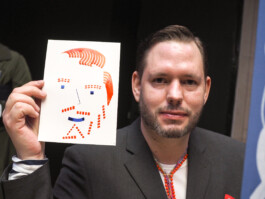 Face-o-mat portrait - Tobias Gutmann, 2017, ink on paper, Munich Tobias Gutmann - Face-o-mat / Sai Bot