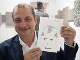 Face-o-mat portrait - Tobias Gutmann, 2015, ink on paper, Paris Tobias Gutmann - Face-o-mat / Sai Bot