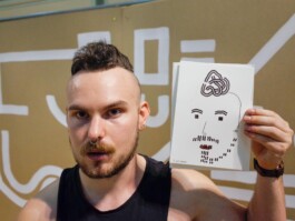 Face-o-mat portrait - Tobias Gutmann, 2015, ink on paper, Melbourne Tobias Gutmann - Face-o-mat / Sai Bot