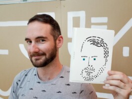 Face-o-mat portrait - Tobias Gutmann, 2015, ink on paper, Melbourne Tobias Gutmann - Face-o-mat / Sai Bot