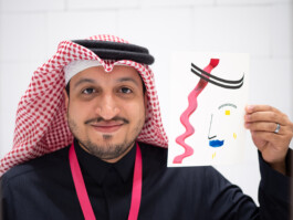 Face-o-mat portrait - Tobias Gutmann, 2024, ink on paper, 22x16 cm, Ithra Center, Dhahran, Saudi Arabia Tobias Gutmann - Face-o-mat / Sai Bot