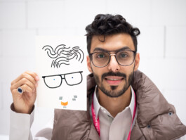 Face-o-mat portrait - Tobias Gutmann, 2024, ink on paper, 22x16 cm, Ithra Center, Dhahran, Saudi Arabia Tobias Gutmann - Face-o-mat / Sai Bot