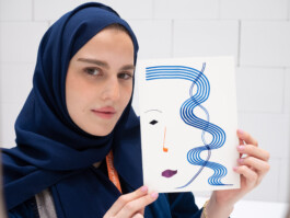 Face-o-mat portrait - Tobias Gutmann, 2024, ink on paper, 22x16 cm, Ithra Center, Dhahran, Saudi Arabia Tobias Gutmann - Face-o-mat / Sai Bot