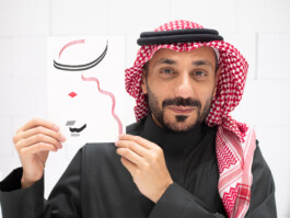 Face-o-mat portrait - Tobias Gutmann, 2024, ink on paper, 22x16 cm, Ithra Center, Dhahran, Saudi Arabia Tobias Gutmann - Face-o-mat / Sai Bot