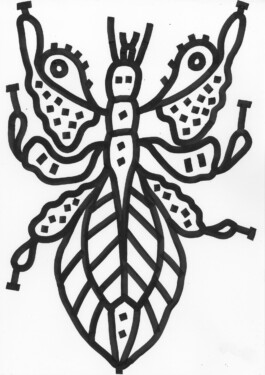 Bug Drawing, Tobias Gutmann, Ink on Paper, 42x30, 2021 Tobias Gutmann - Face-o-mat / Sai Bot